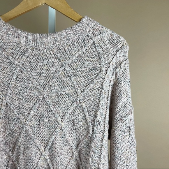 Juniors XL Confetti Cable Knit Sweater Blush Pink Neutral Time And Tru Holiday - Picture 10 of 10